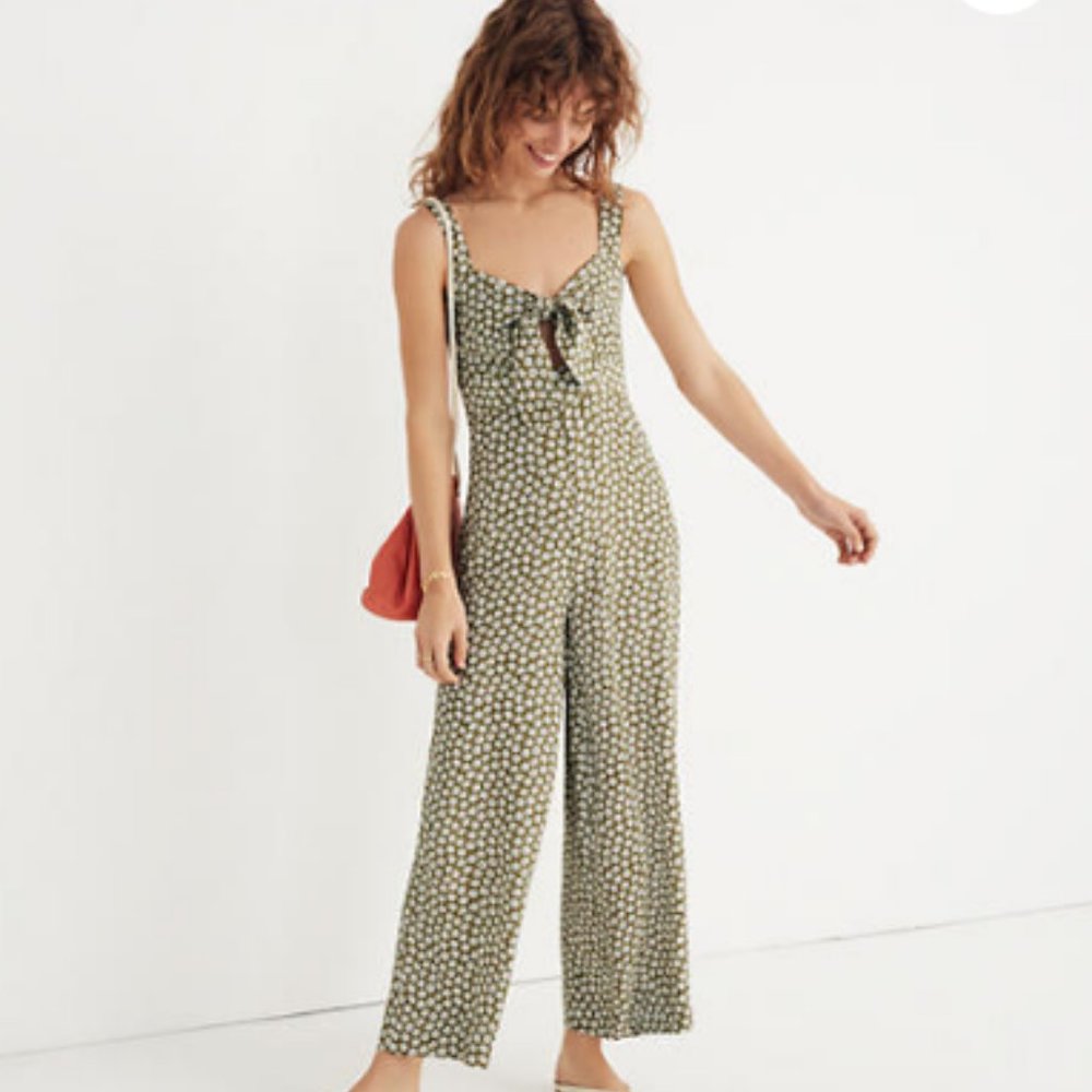 Madewell Green Long Plumeria Mini Daisy Jumpsuit